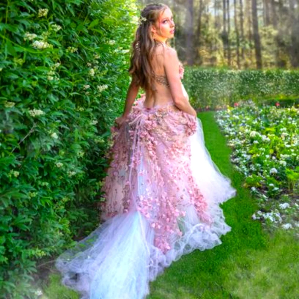 "TUSCANY" Blush & Rose Gold Floral Lace Tulle Wedding Ballgown Set - Picture 2 of 11